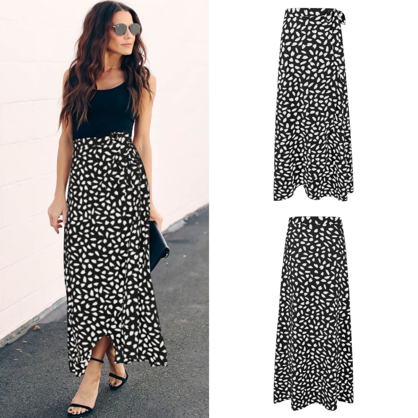 Leopard print long loose skirt for women