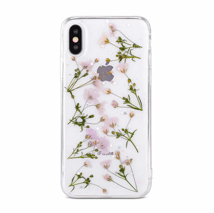 Small floral real flower anti-drop transparent protective cover