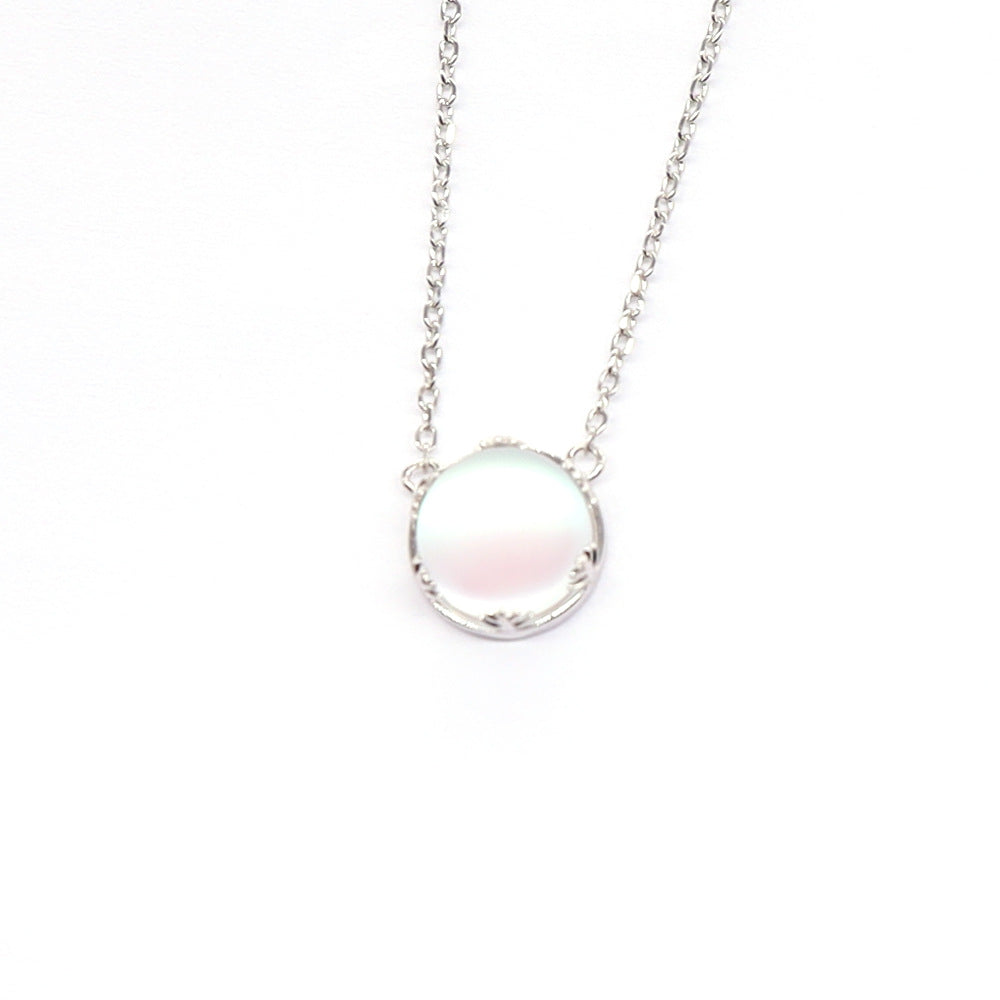 S925 Sterling Silver Moonstone Necklace Branch Pendant