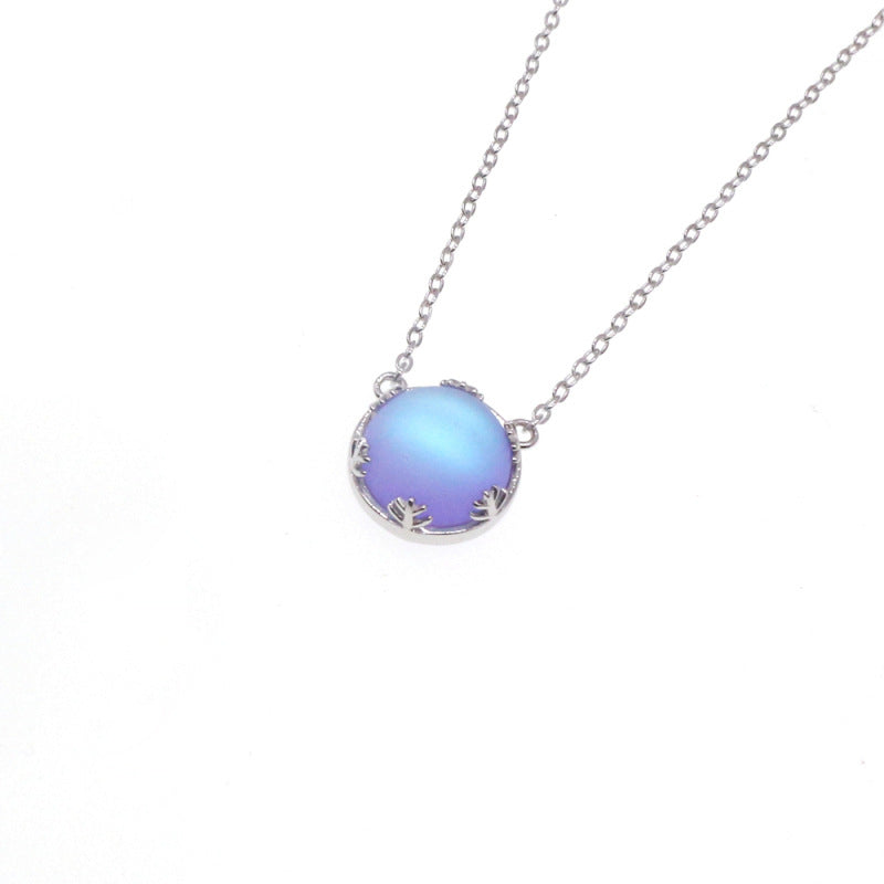 S925 Sterling Silver Moonstone Necklace Branch Pendant