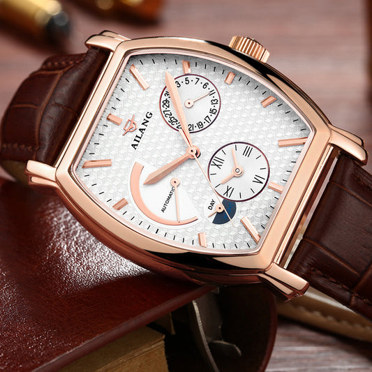 AILANG wine barrel type waterproof automatic mechanical watch for men