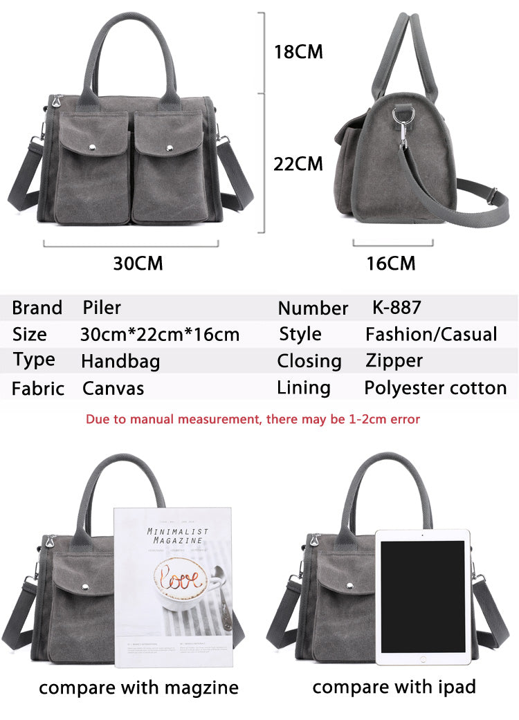 Canvas Women Bags for Women 2021 Doctor Bag Ladies Hand Bags Handbag Designer Totes Casual Canvas Crossbody Bag Shoulder Hobo