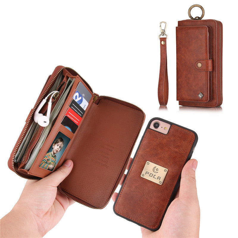 iPhone 6 Plus/ 7 Plus / 8 Plus Slim Detachable Wallet Case Multifunctional fashion zipper bag iPhone phone case