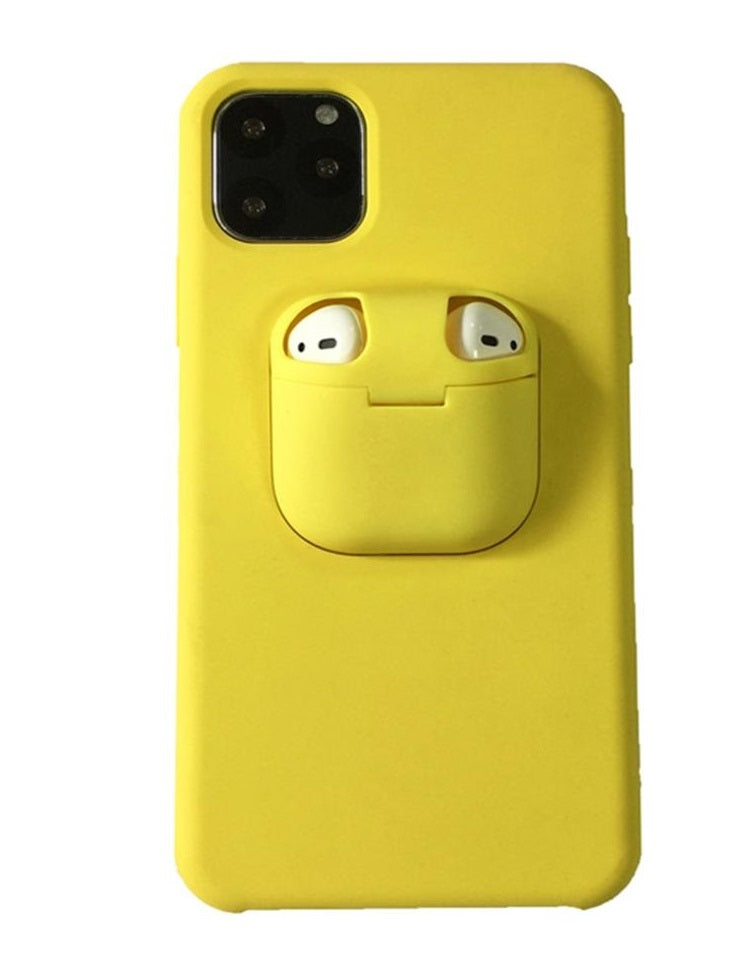 Compatible with Apple, 2 In1 Silicone Phone Case + AirPods Cover for iPhone 11 Pro Max Xs Max Xr X