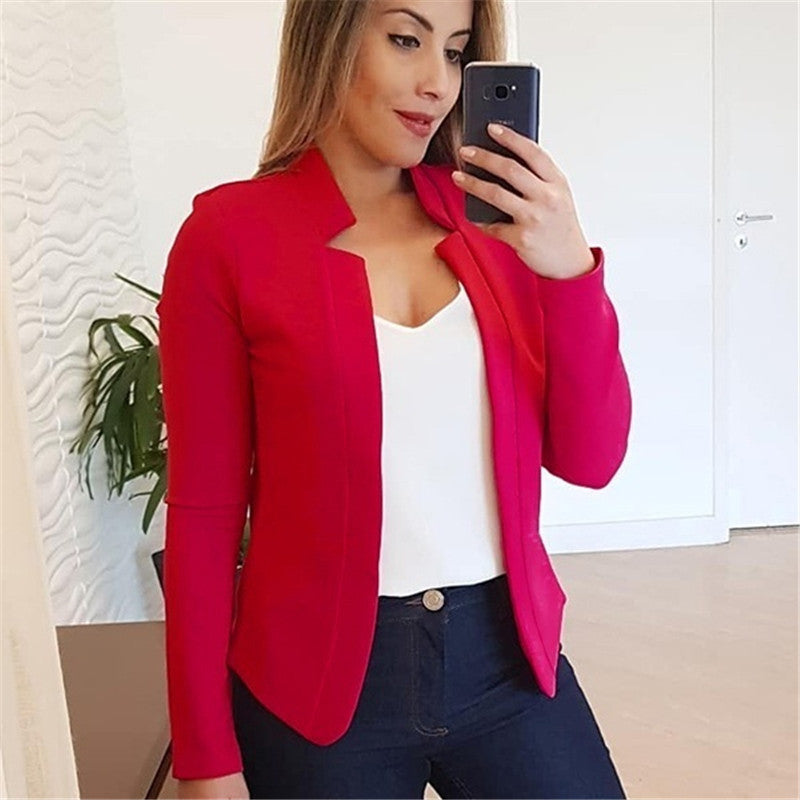 Solid color casual professional blazer for women