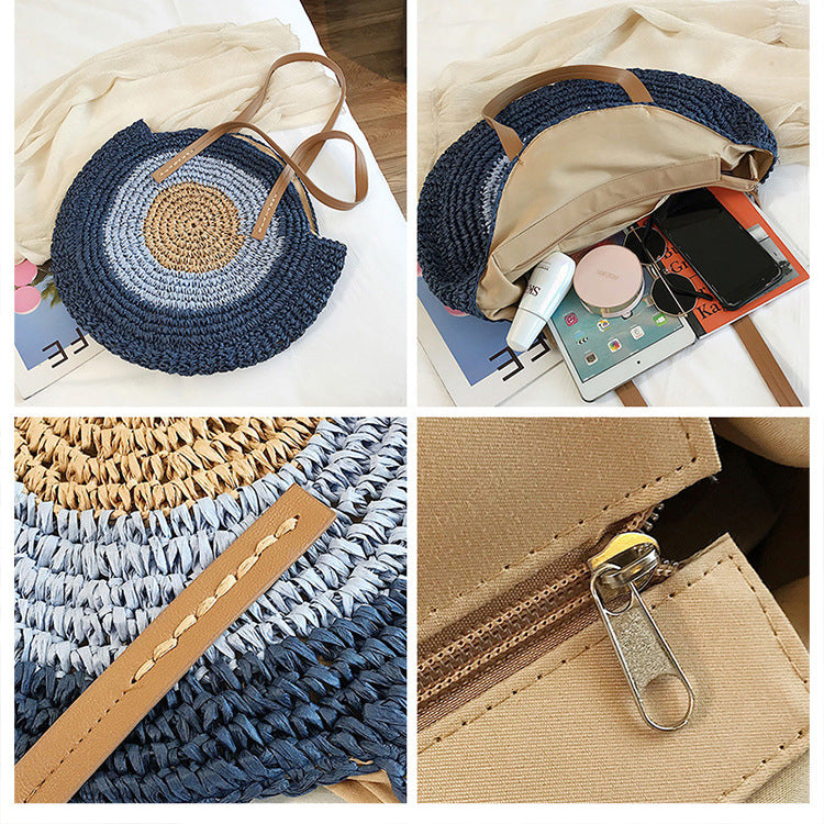 Large capacity single shoulder woven beach bag