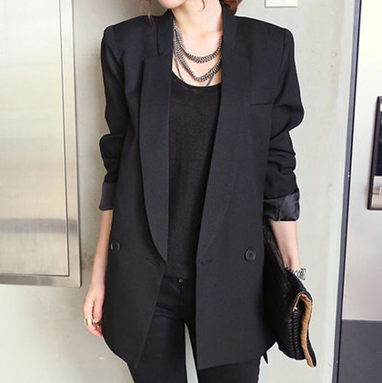 2022 Solid Long Style Black Women Jacket and Blazer Female Notched Collar Asymmetrical Chic Ladies Blazers feminino