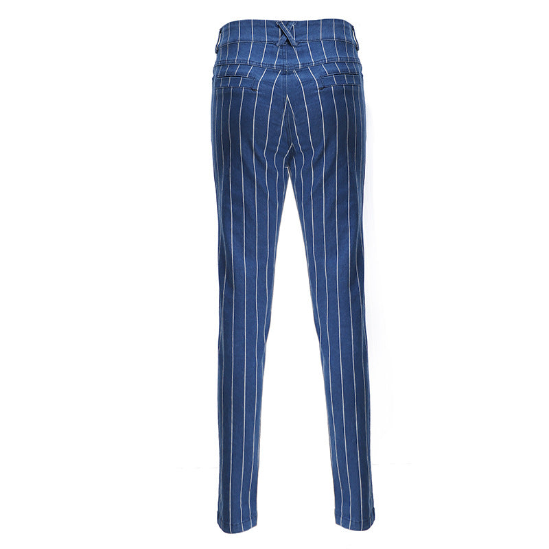 Stretch striped jeans for women