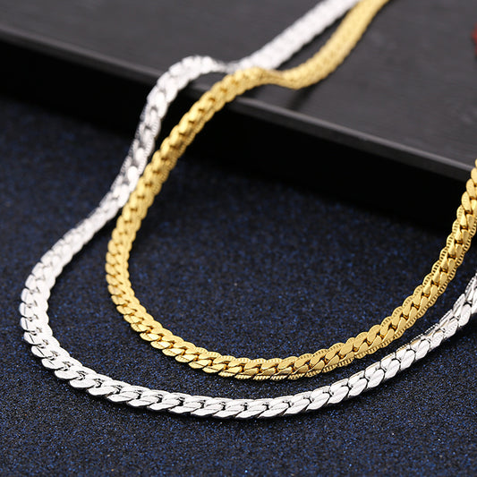 925 Sterling Silver 18K Gold 6MM Chain Bracelets Neckalce Fo