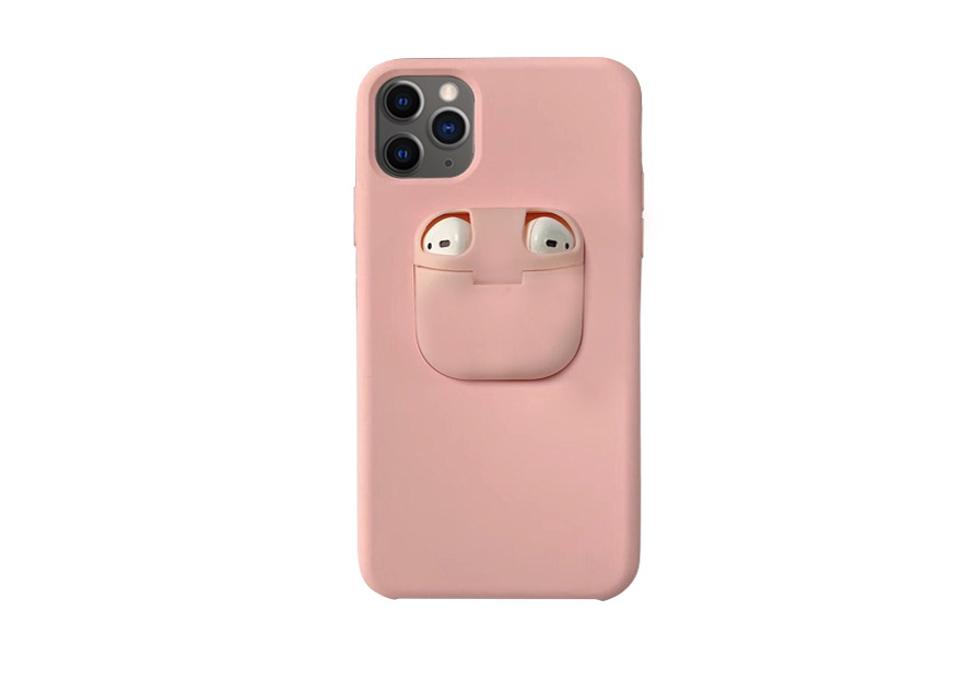Compatible with Apple, 2 In1 Silicone Phone Case + AirPods Cover for iPhone 11 Pro Max Xs Max Xr X