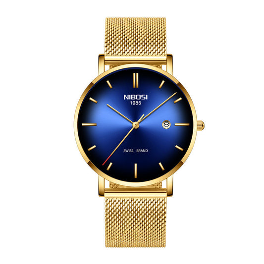 International trade cross border nibosi fashion men's watch waterproof calendar business men's watch thin mesh quartz watch