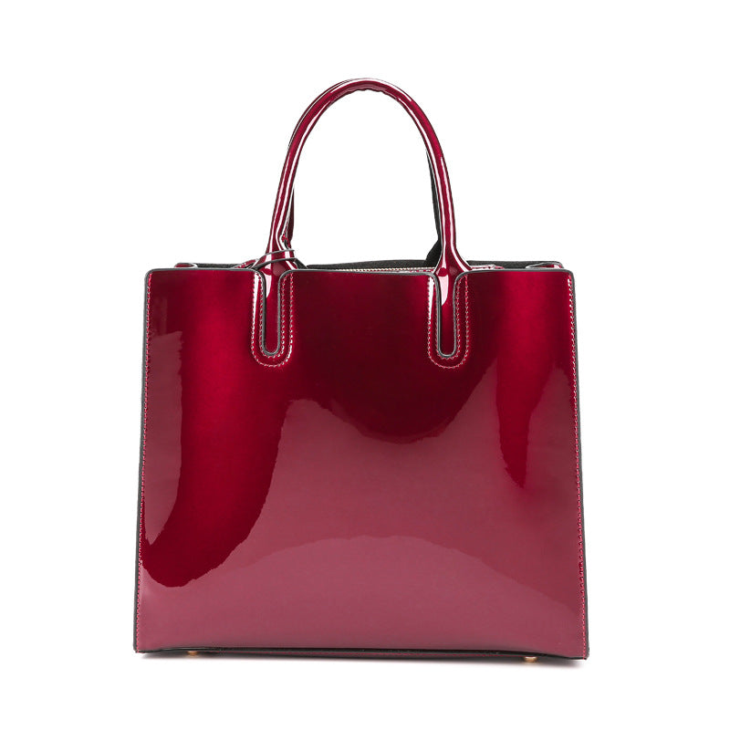 Patent leather handbag bright face mother bag