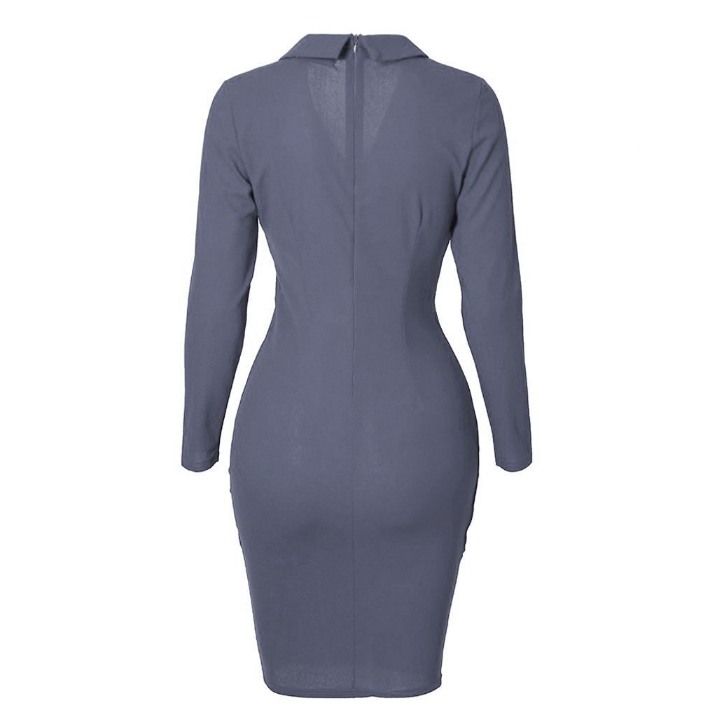 Women Long sleeve button hip dress