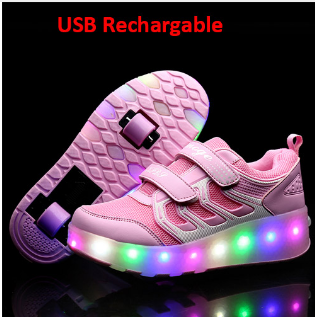Flashing roller skates