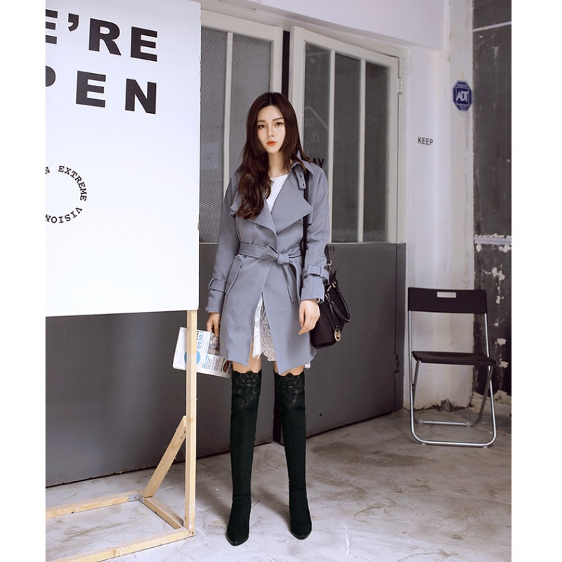 Increased Female Boots Sexy Knee High-heeled Boots Inside Hollow Lace