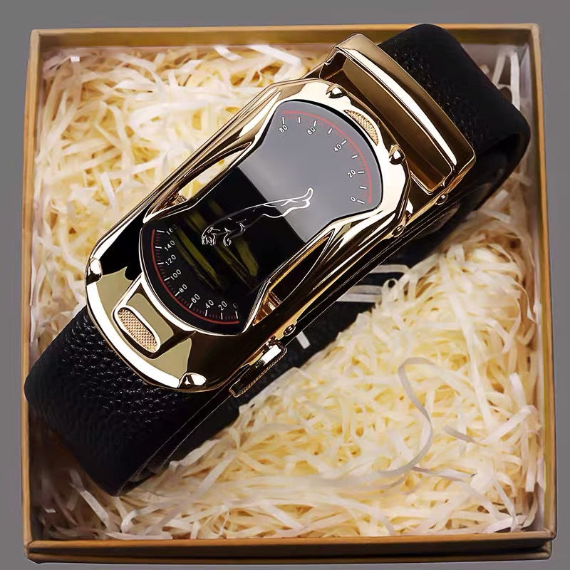 Belt Men's Leather Top Layer Cowhide Automatic Buckle