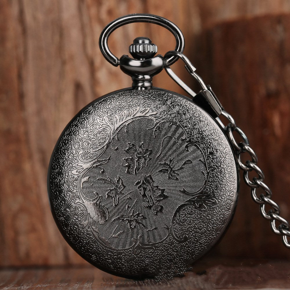 Double Display Retro Necklace Quartz Pocket Watch