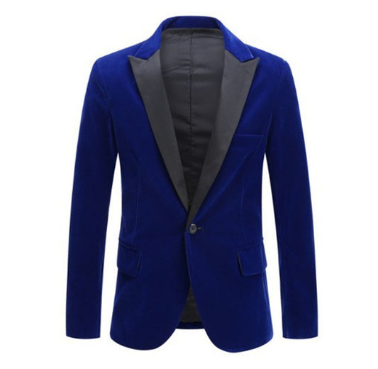 Velvet Burgundy Fashion Casual Suit Jacket for men