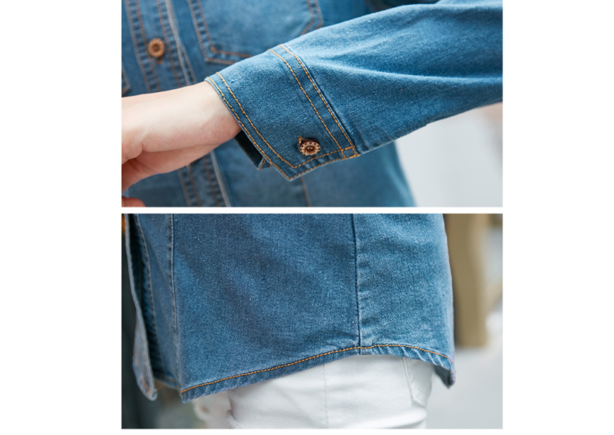 All-Match Casual Slim-Fit Solid Denim Shirt