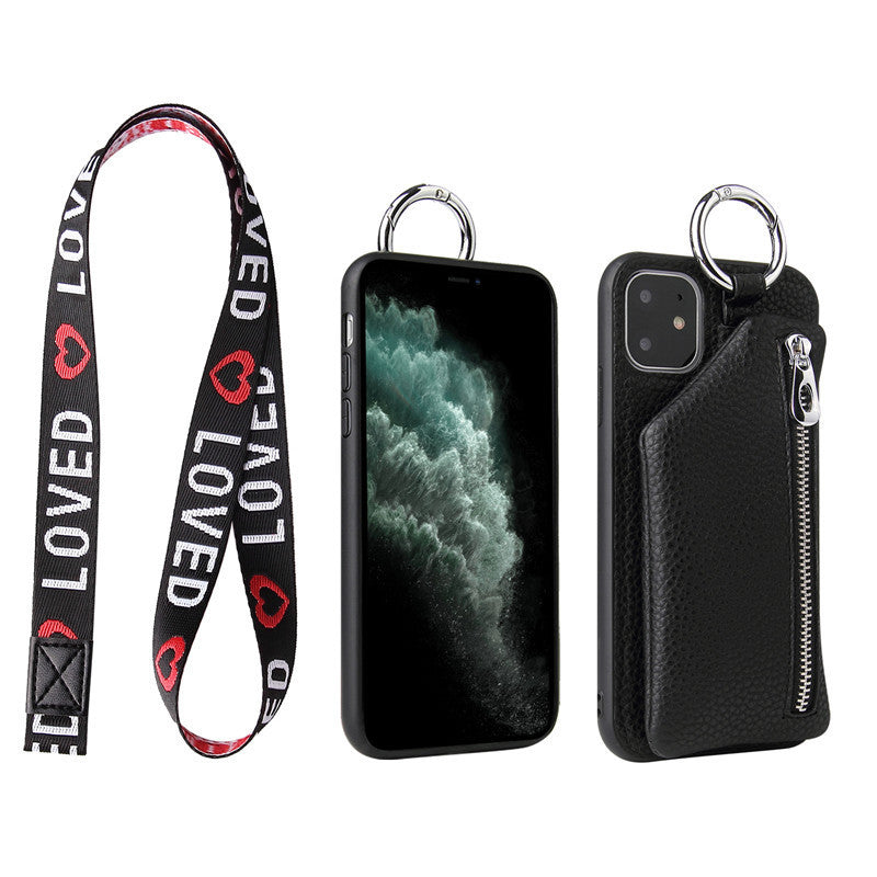 Mobile Case with PU Leather Strap Cord Coin Purse Phone Cases For iPhone XR X XS 12PRO 11 PRO MAX 7 8 PLUS SE Cross body Neck Lanyard Wallet Cover