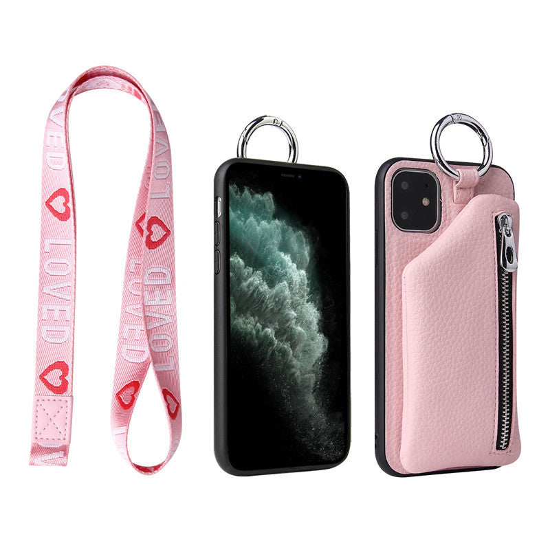 Mobile Case with PU Leather Strap Cord Coin Purse Phone Cases For iPhone XR X XS 12PRO 11 PRO MAX 7 8 PLUS SE Cross body Neck Lanyard Wallet Cover