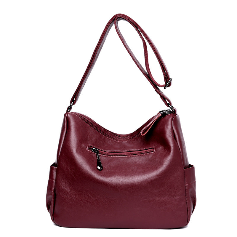 Middle-aged And Elderly Women's Bag Soft Leather Fashion Portable Mother Bag