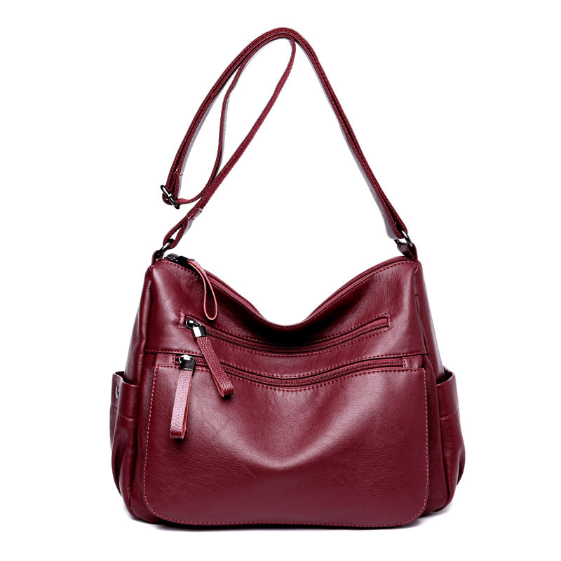 Middle-aged And Elderly Women's Bag Soft Leather Fashion Portable Mother Bag
