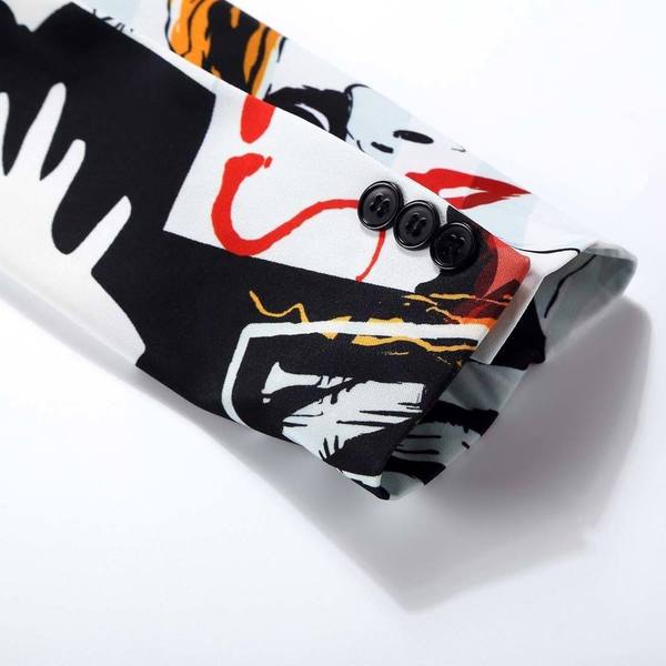 Men Printed Jacket Single Row One Button