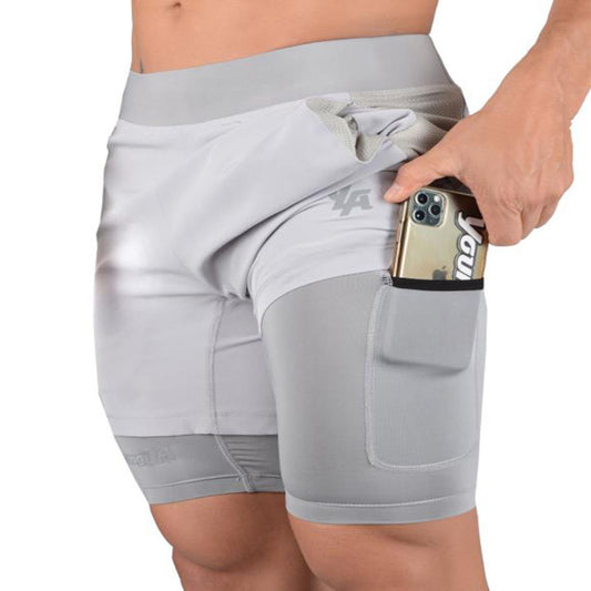 Quick-drying Double Shorts for men with mobile pocket