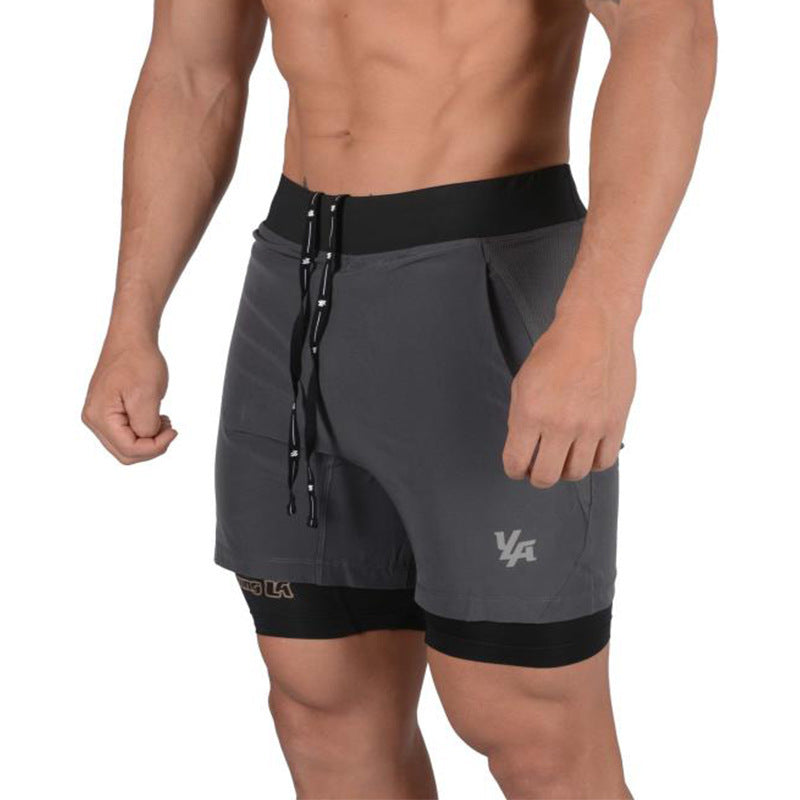 Quick-drying Double Shorts for men with mobile pocket