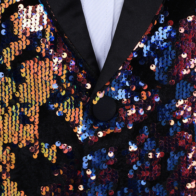 Korean Style Men's Flip Colorful Suit Dress