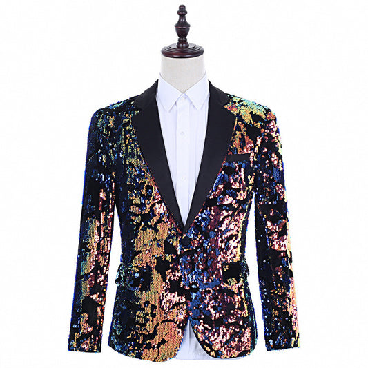 Korean Style Men's Flip Colorful Suit Dress