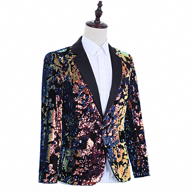 Korean Style Men's Flip Colorful Suit Dress