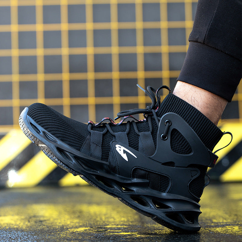 Cross-border Labor Insurance Shoes Men's Spring Breathable Work Shoes Safety Protective Shoes Fashion High-top