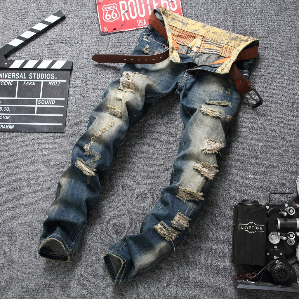 Shabby nostalgic jeans for men's