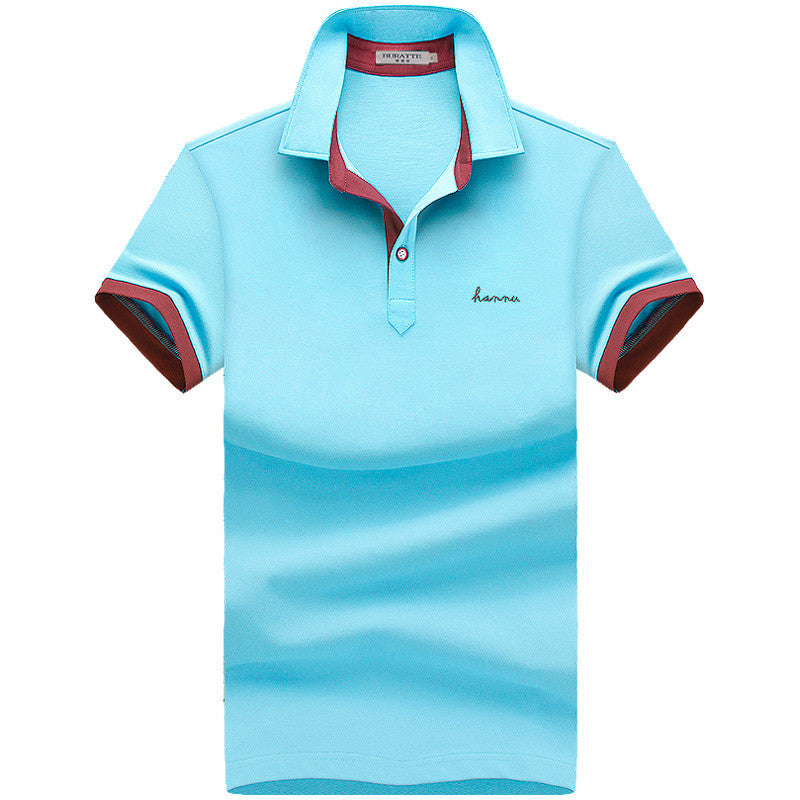 Summer Men''s Short Sleeve T-Shirt Cotton Lapel Polo Men''s Fashion Men''s Half Sleeve Business Collar T-Shirt