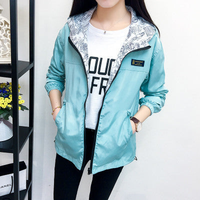 Women's Windbreaker Jacket College Style Long-Sleeved Korean Students Loose-Fitting Thin Short Short Women