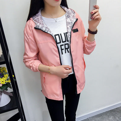 Women's Windbreaker Jacket College Style Long-Sleeved Korean Students Loose-Fitting Thin Short Short Women