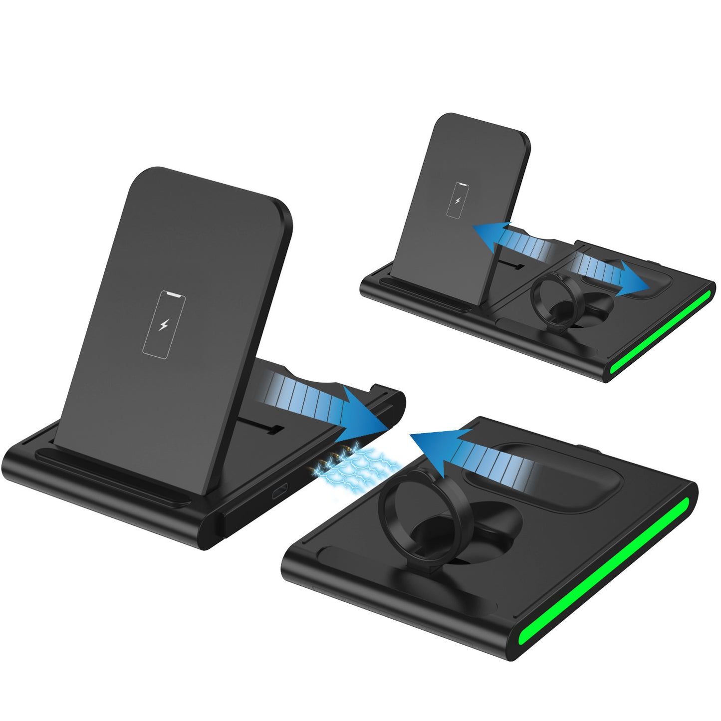 Detachable Wireless Charging Stand with Foldable Wireless Charging multi functional Smart Watch Charging Doc