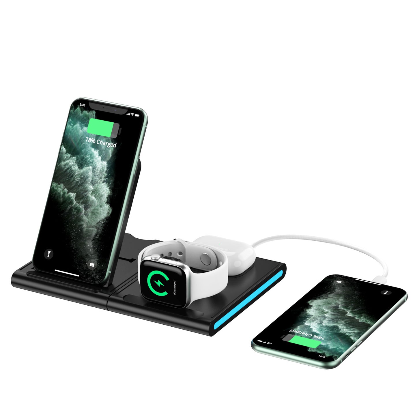 Detachable Wireless Charging Stand with Foldable Wireless Charging multi functional Smart Watch Charging Doc