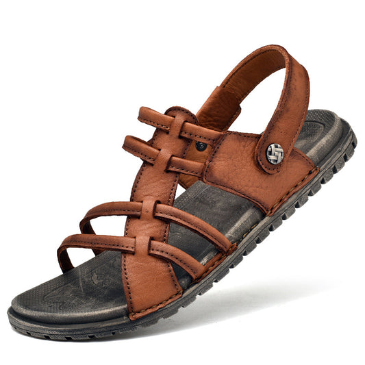 Men's Sandals Cowhide Beach Sandals Men's Breathable