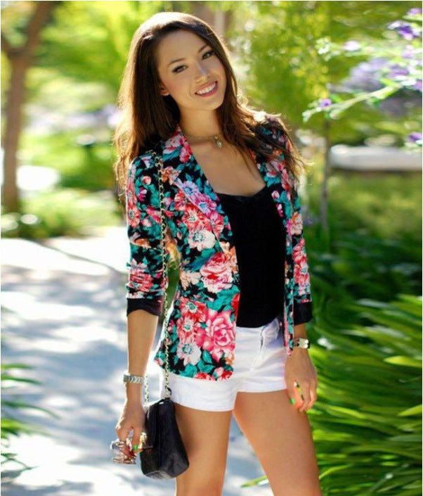 Women Flower Blazer Ladies Blazers Suits Jackets