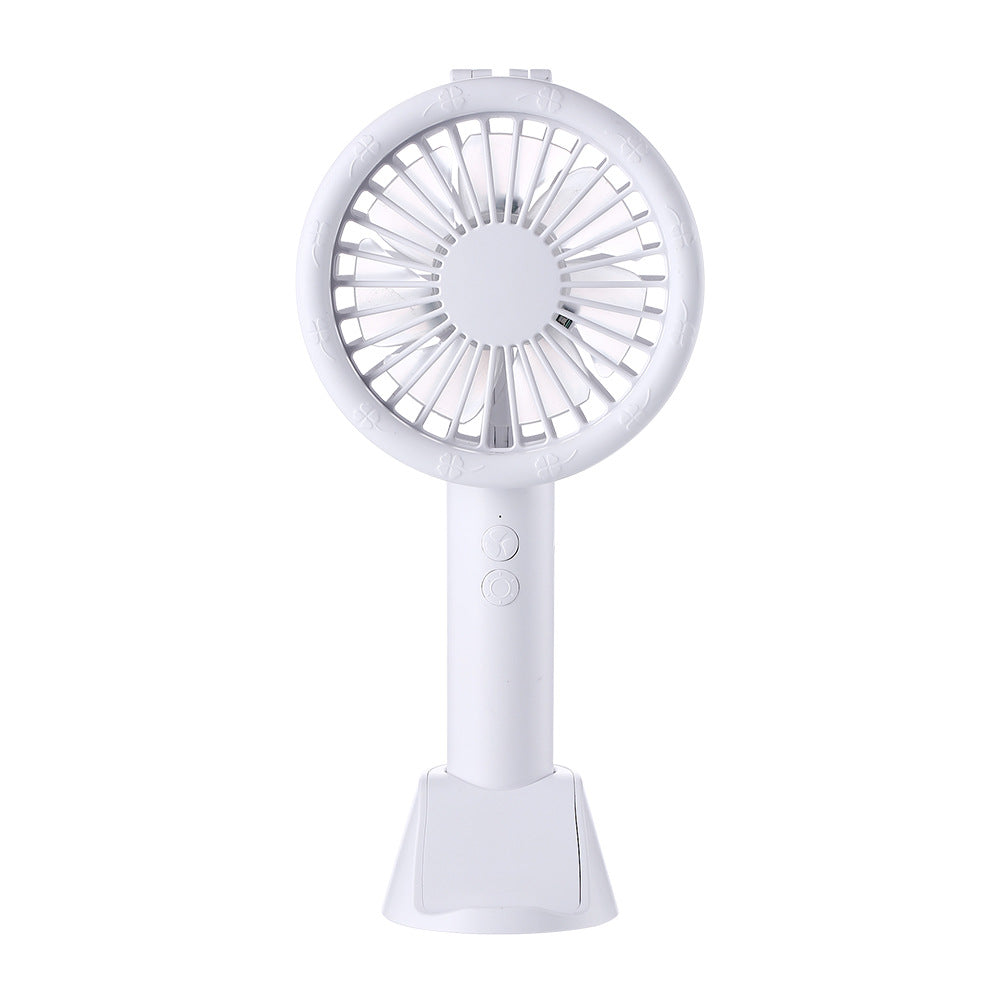 3 In 1 5V Mini USB Handheld Desktop Fan 3 Modes Cooling Wind Speed LED Light Phone Holder