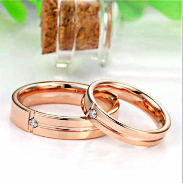 Women European And American Hot Sale Tungsten Gold Ring Trend Rose Gold Slotted Zircon Tungsten Steel Jewelry