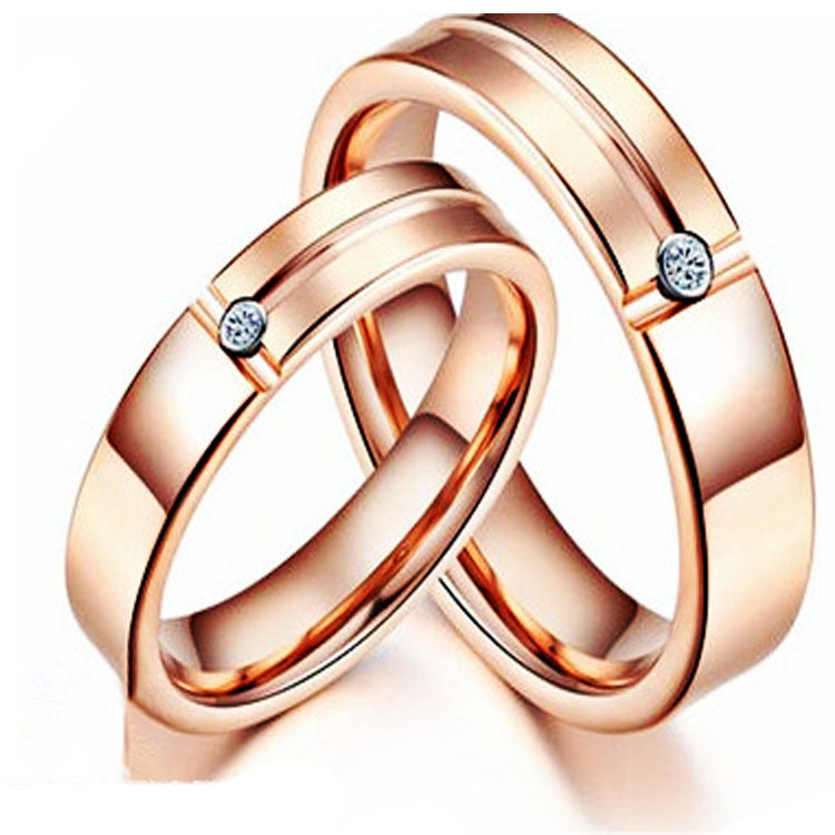 Women European And American Hot Sale Tungsten Gold Ring Trend Rose Gold Slotted Zircon Tungsten Steel Jewelry