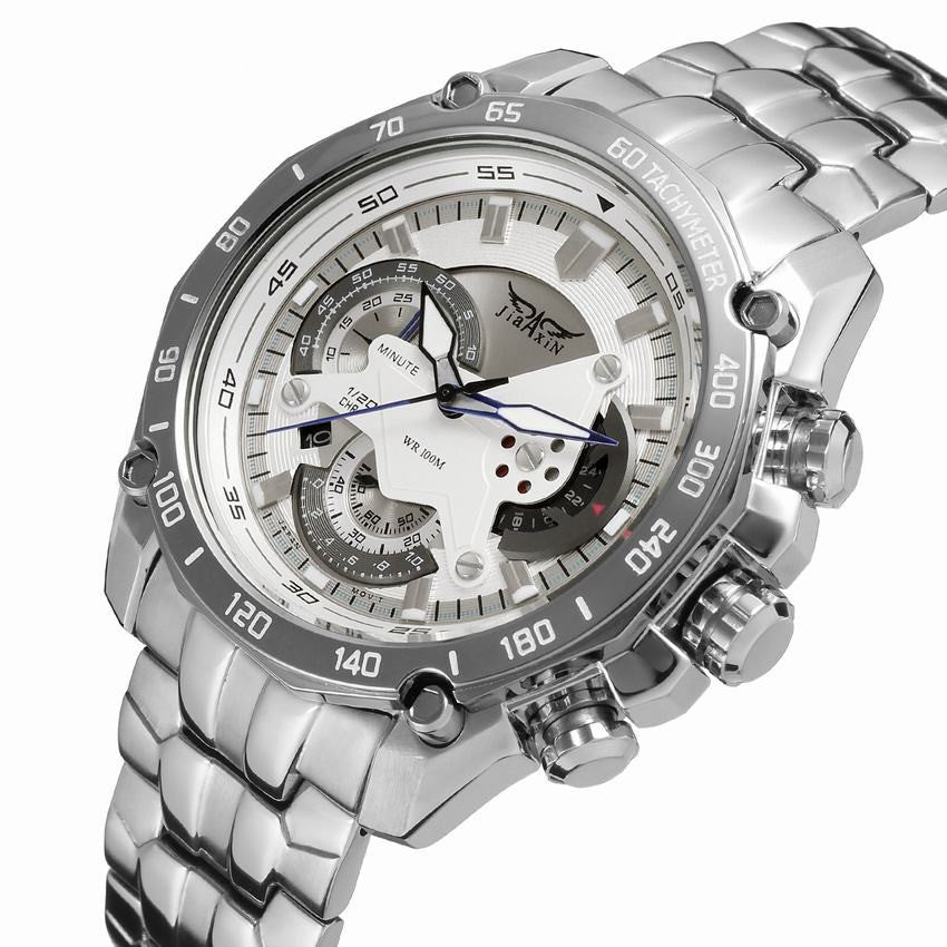 silver Waterproof mechanical watch for men