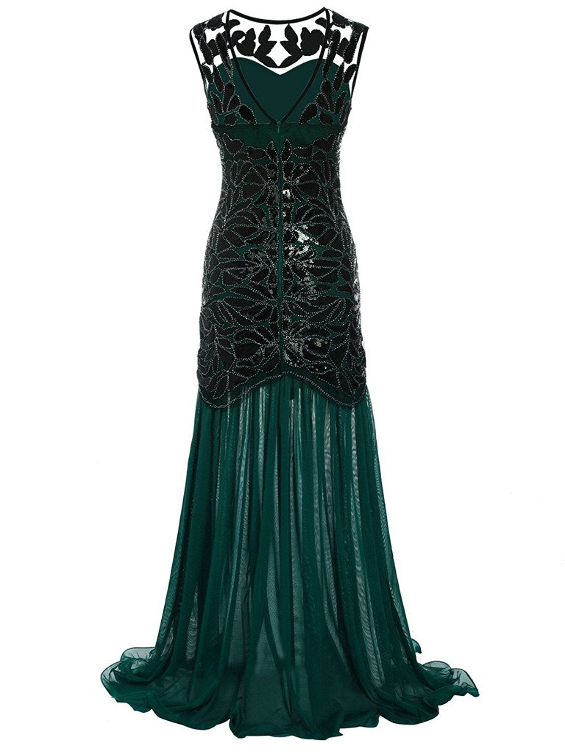 Beaded mesh gauze sequin evening dress