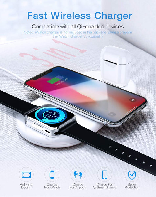 Compatible with Compatible with Wireless charger dual charge 5v2a for mobile watch headset three-in-one charging