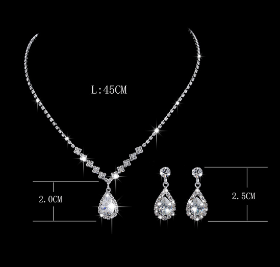 Brilliant Full Diamond Zircon Drop Necklace For Women