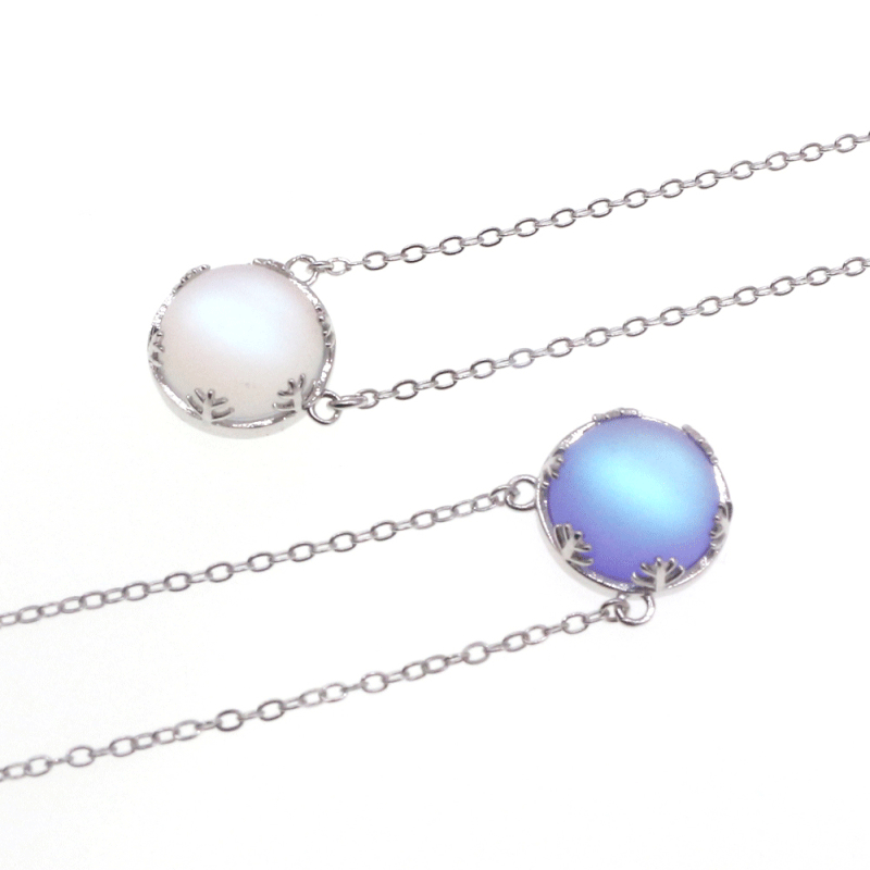 S925 Sterling Silver Moonstone Necklace Branch Pendant